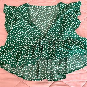 green floral v neck top